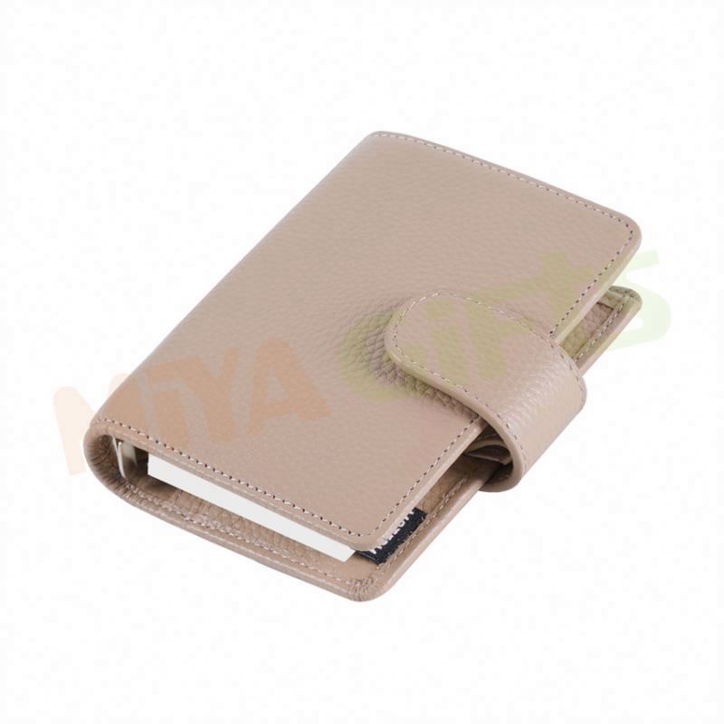 2-hole binder discs logbook business pu leather portfolio with zipper around