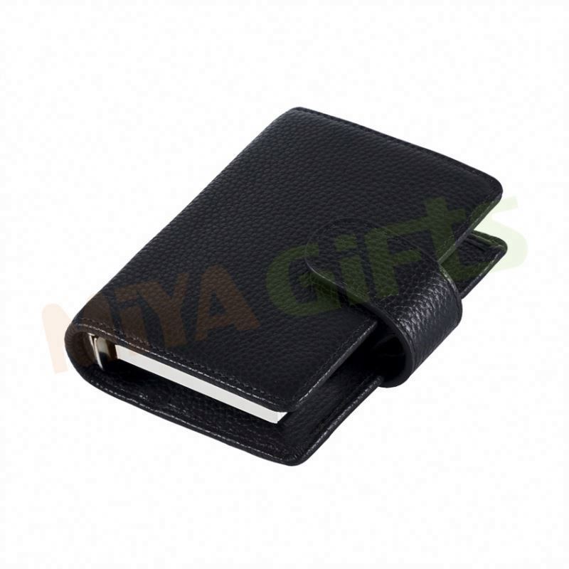 2-hole binder discs logbook business pu leather portfolio with zipper around