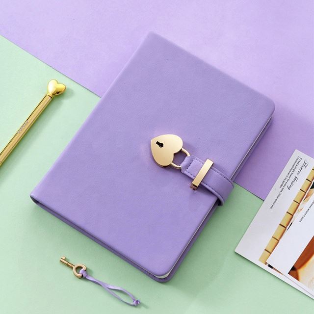 custom cute a5 leather hardcover stationary diary book journal notebook with lock