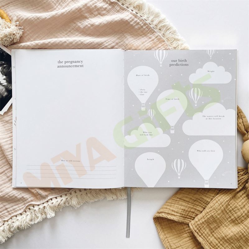 custom linen cloth bound large keepsake pregnancy journal memory photo book with sticker milestone notebook parents to be