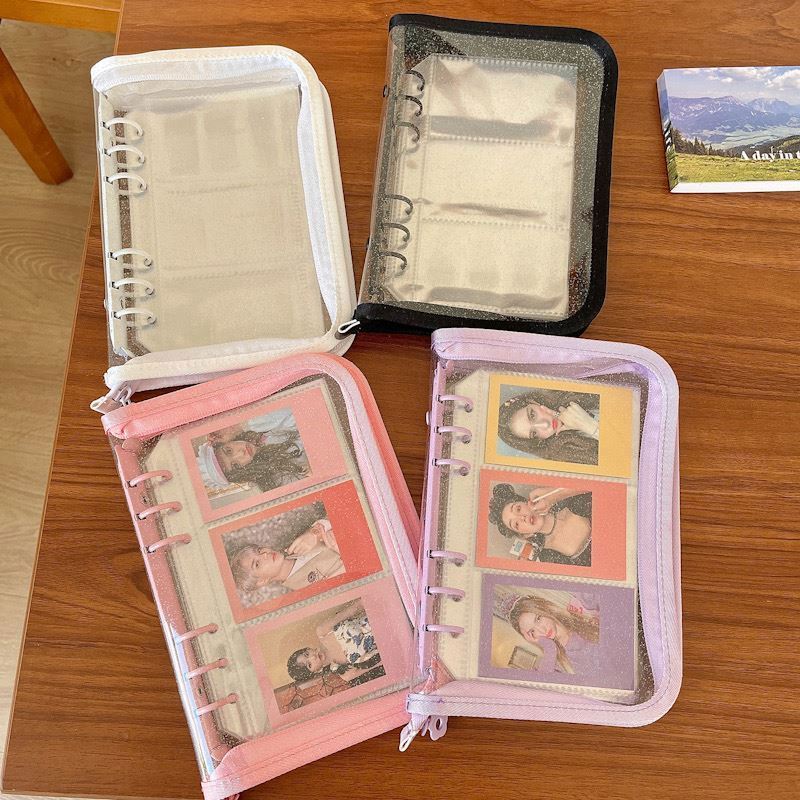 custom kpop collecting book photo album transparent clear vinyl binder refillable A6 personal 3 pocket slot zippered