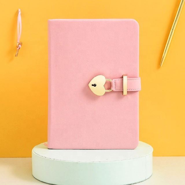 custom cute a5 leather hardcover stationary diary book journal notebook with lock