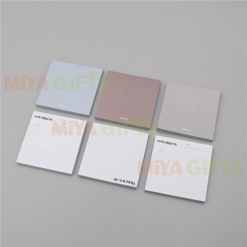 custom colored line grid dot message simple post memo sticky note pad quality paper 3X3 inch with cardboard