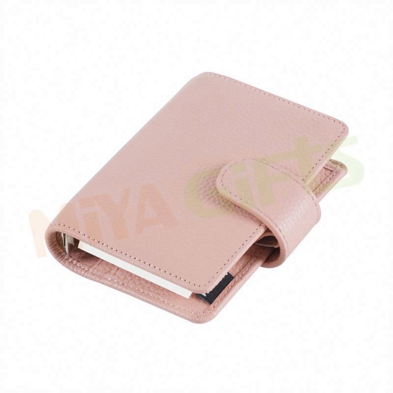 2-hole binder discs logbook business pu leather portfolio with zipper around