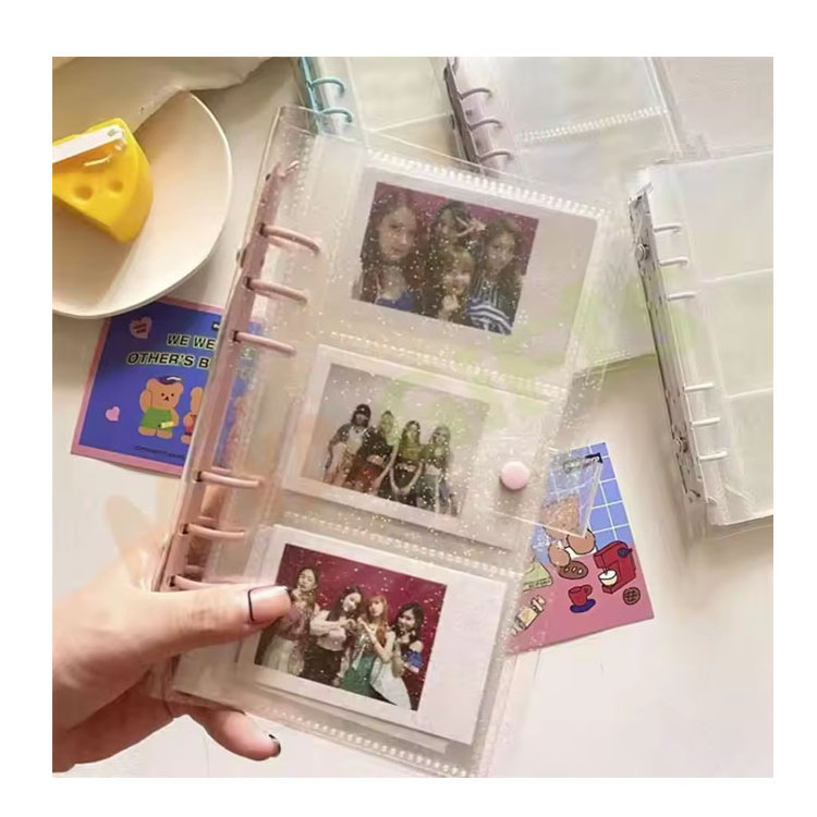 custom kpop collecting book photo album transparent clear vinyl binder refillable A6 personal 3 pocket slot