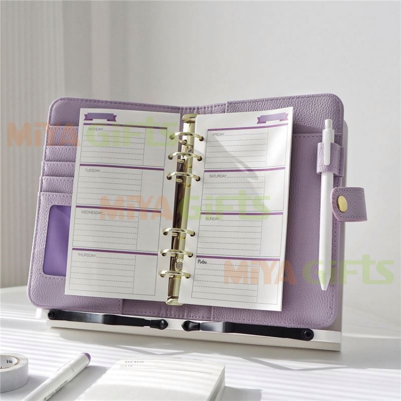 A53 12 pocket card binder book cover business pu leather zipper portfolio