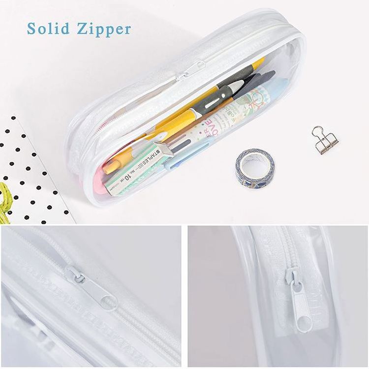 PVC Pencil Bag Zipper Pouch Clear Transparent Waterproof Plastic Pvc Storage Box Pen Case For Students