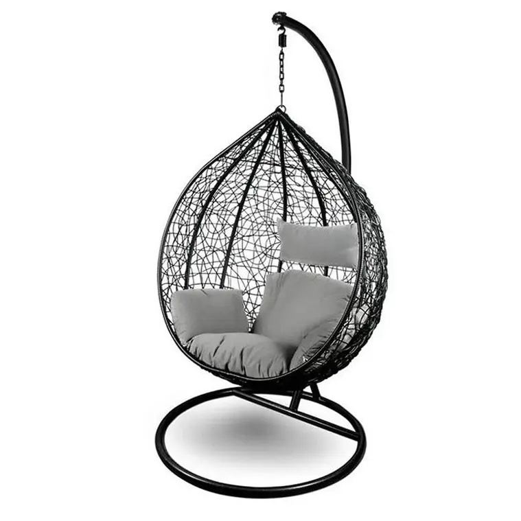 Outdoor Garden Furniture Rattan Patio Swings Hanging Egg Chair with Stand Pink Black Bag Green for Balcony