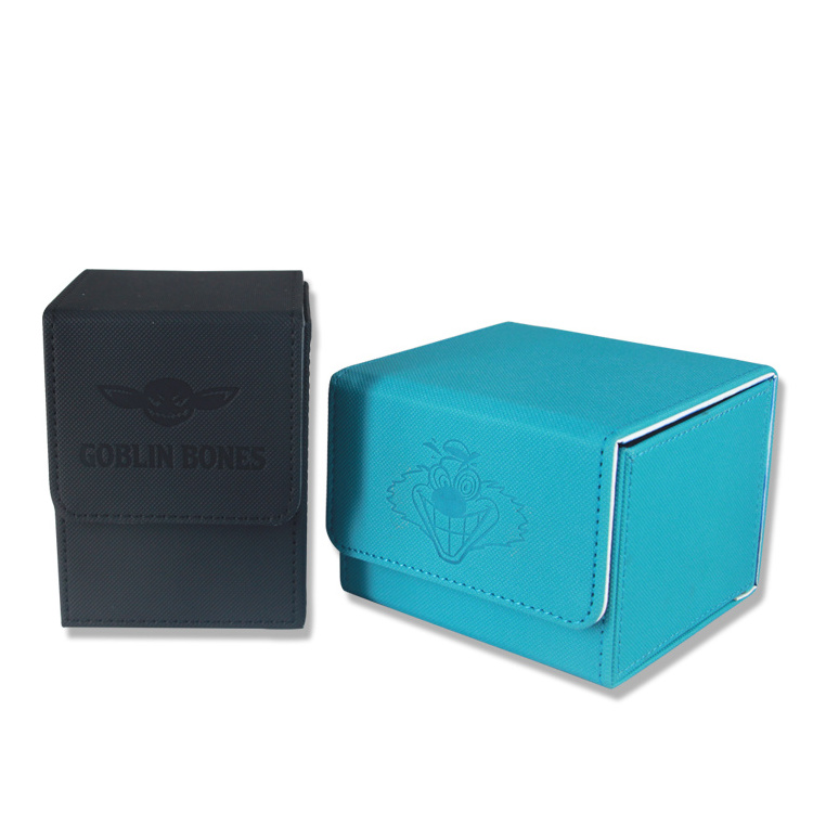 custom printing single tcg card large pu deck box with logo cardboard trading dice full grain leather tarot deck box