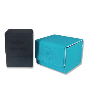 custom printing single tcg card large pu deck box with logo cardboard trading dice full grain leather tarot deck box