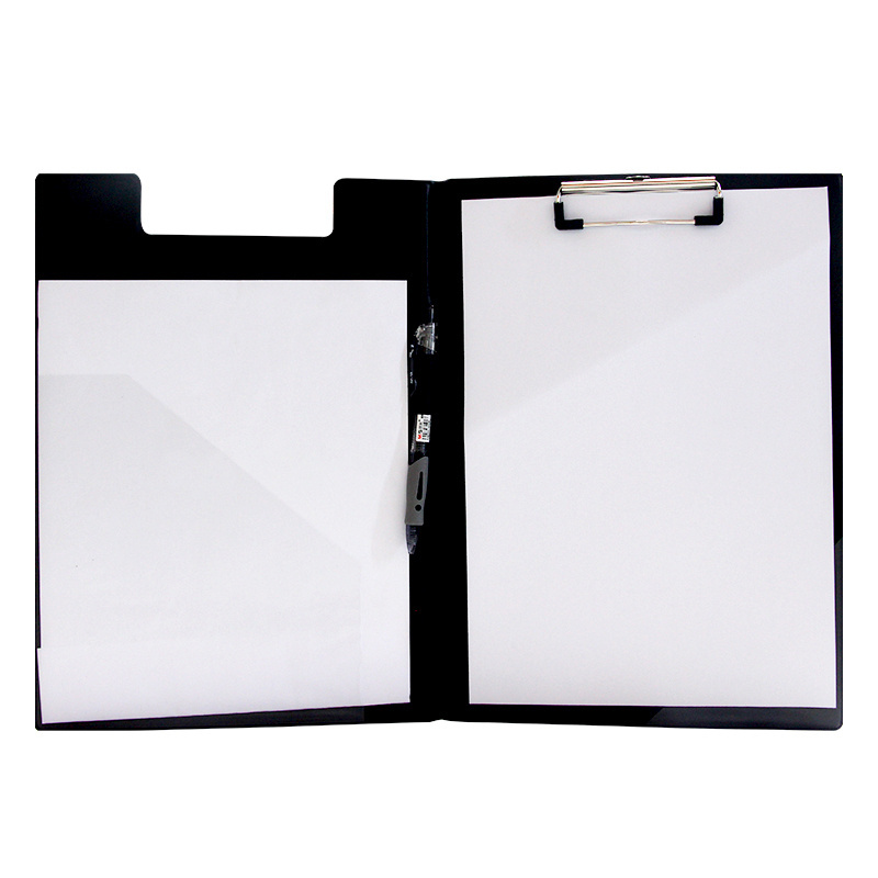 Pu Folding Double Sided Clip board With Pocket Board Clip With Pen For School Hospital Office A4 Foldable Clipboard