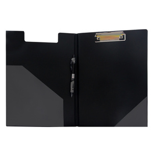 Pu Folding Double Sided Clip board With Pocket Board Clip With Pen For School Hospital Office A4 Foldable Clipboard