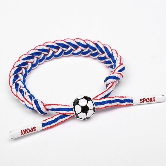 European Cup Star Woven Braided Football Party Gift Jewelry Sport Football Braided Adjustable Rope Bracelet for Men Fan Gift