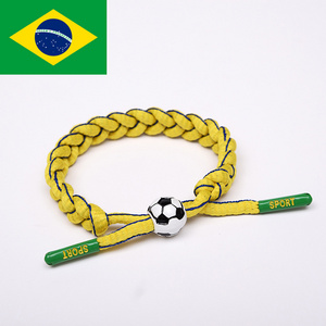 European Cup Star Woven Braided Football Party Gift Jewelry Sport Football Braided Adjustable Rope Bracelet for Men Fan Gift