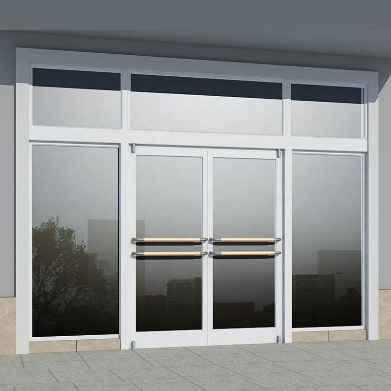 Sound proof office entrance glass dutch door aluminium metal glass double entry doors