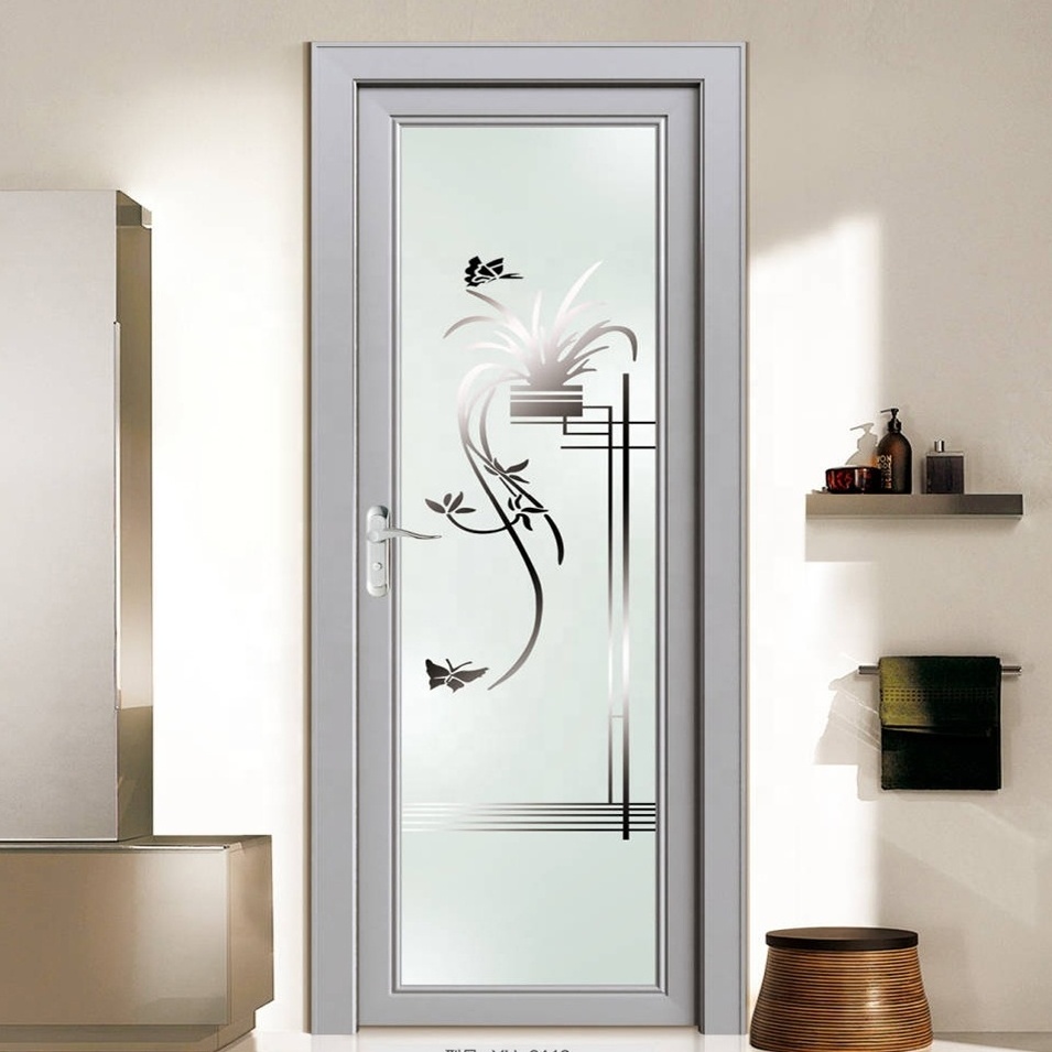 Aluminum bathroom washroom door toilet door glass interior doors for bathroom