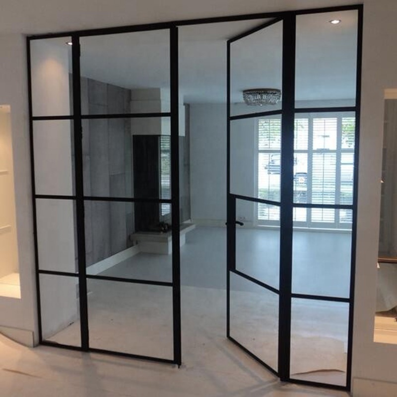 Glass doors metal frames windows grill iron casement door design