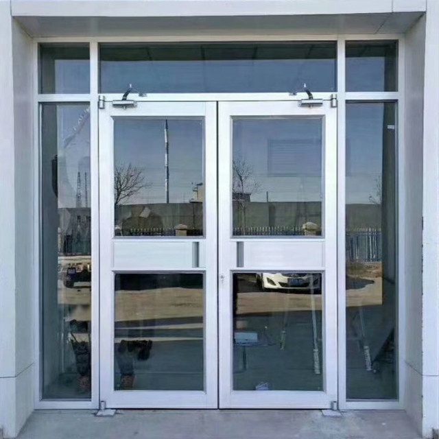 Sound proof office entrance glass dutch door aluminium metal glass double entry doors