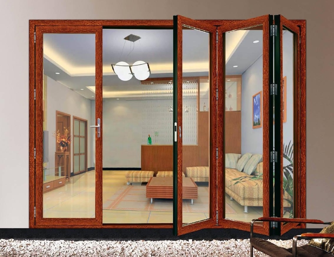 Invisible Privacy Aluminum Profile Tempered Glass Slider bi-Folding Door living room partition