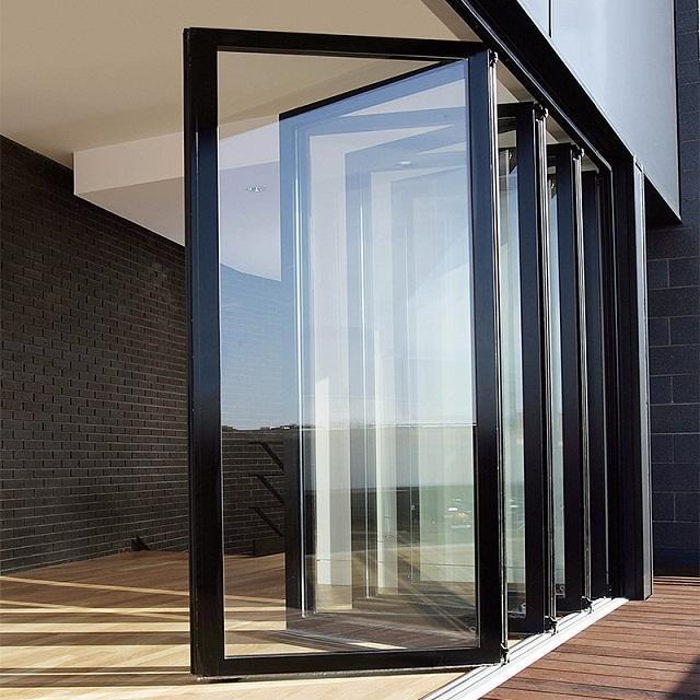 Heat Insulation patio bi fold doors aluminium glazed folding doors  accordion doors