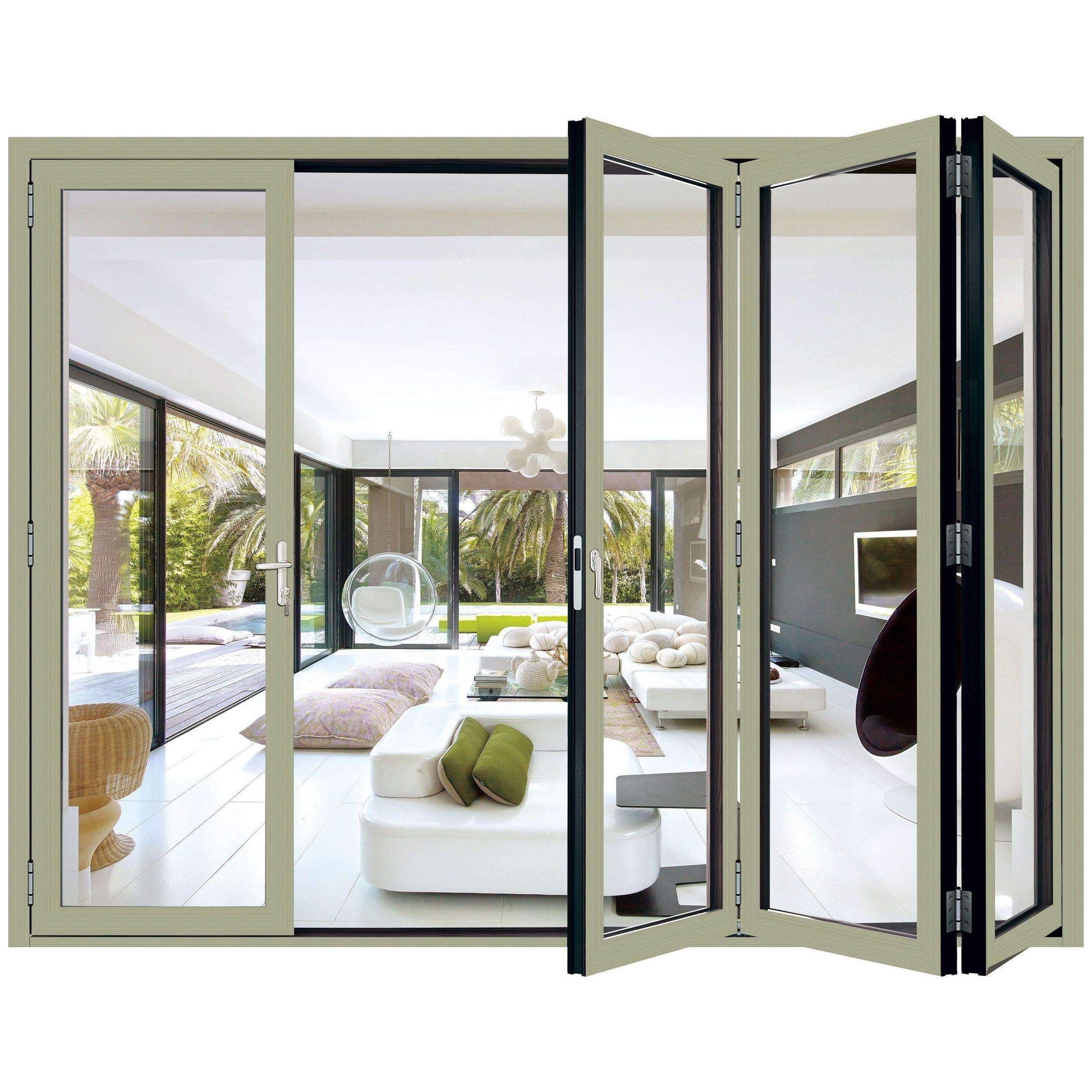 Heat Insulation patio bi fold doors aluminium glazed folding doors  accordion doors