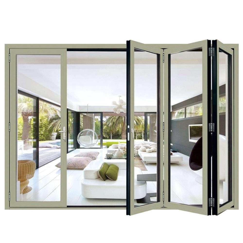 Modern house design aluminium folding door with tempered glass