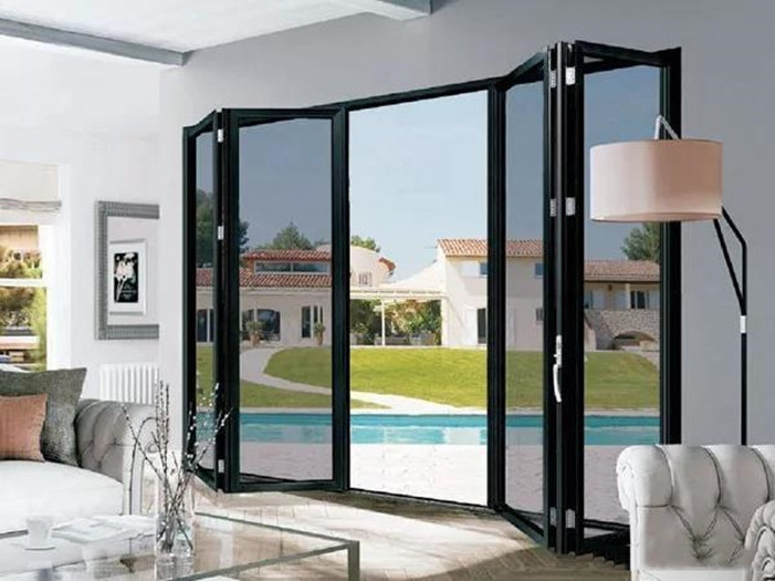 Modern house design aluminium folding door with tempered glass