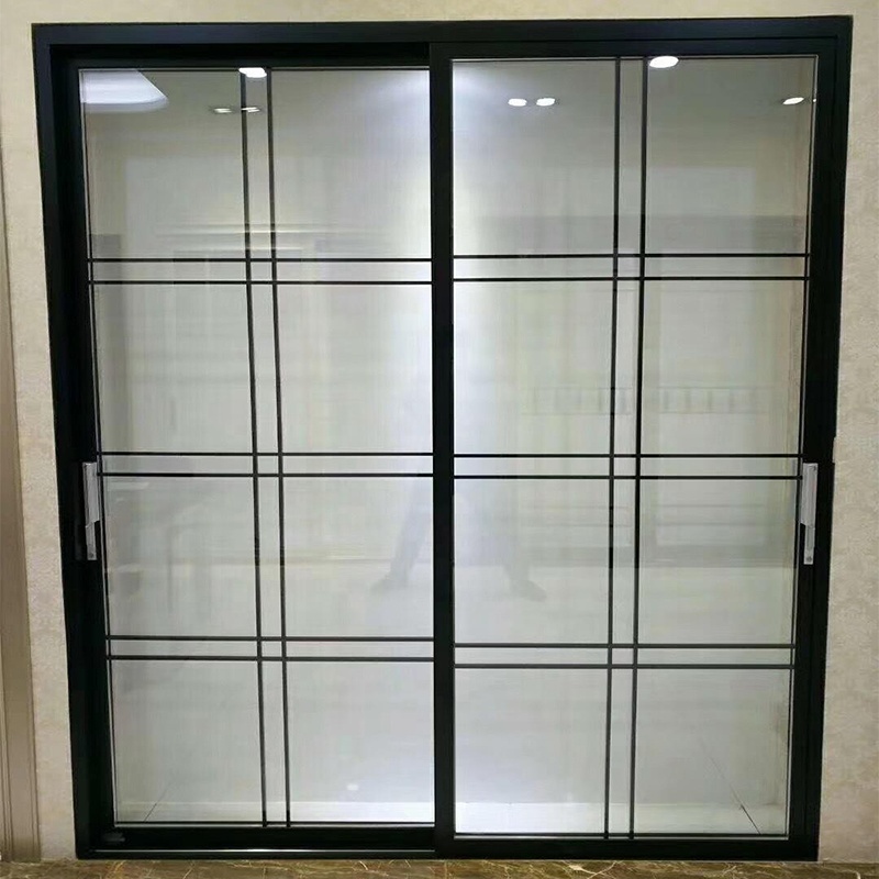 Double Glazing Glass Wood Grain Balcony Aluminum Lift Sliding Door