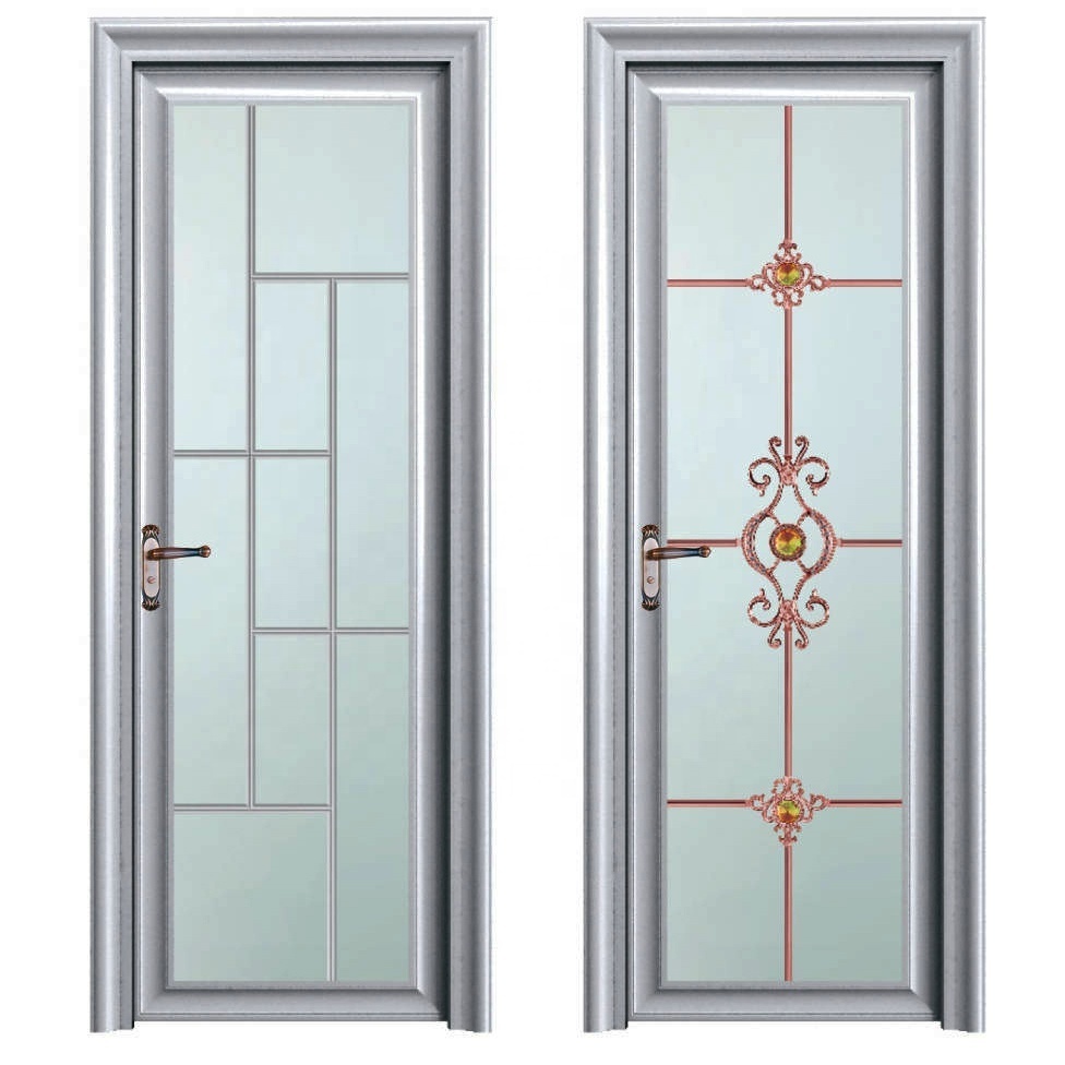 Aluminum bathroom washroom door toilet door glass interior doors for bathroom