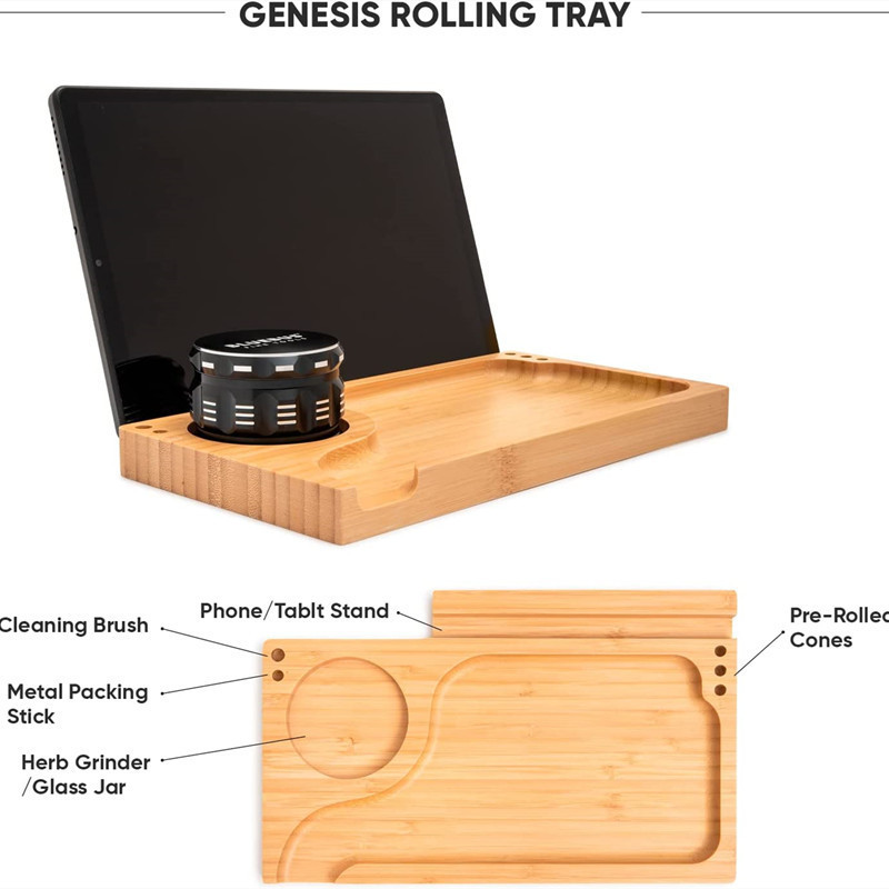 Factory Large Size Bamboo Storage Boxes Classic And Neat Design Stash Box With Glass Jar& grinder For Smoking Accessories