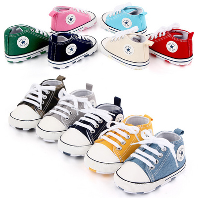 Hot selling wholesale canvas unisex baby toddler walking shoes soft sole prewalkers sneakers