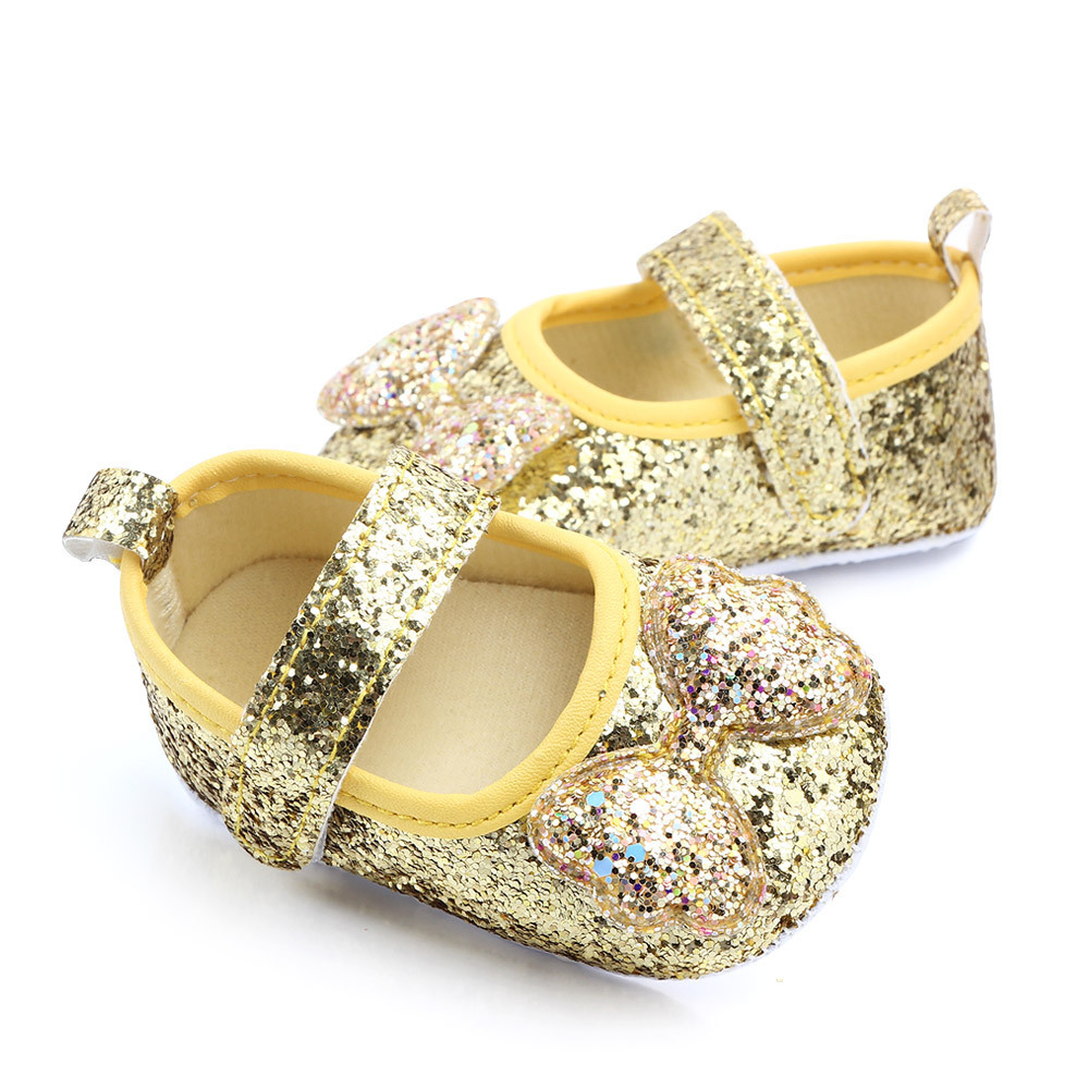 Hot selling 1years colorful beautiful bling bling bow baby girl shoes