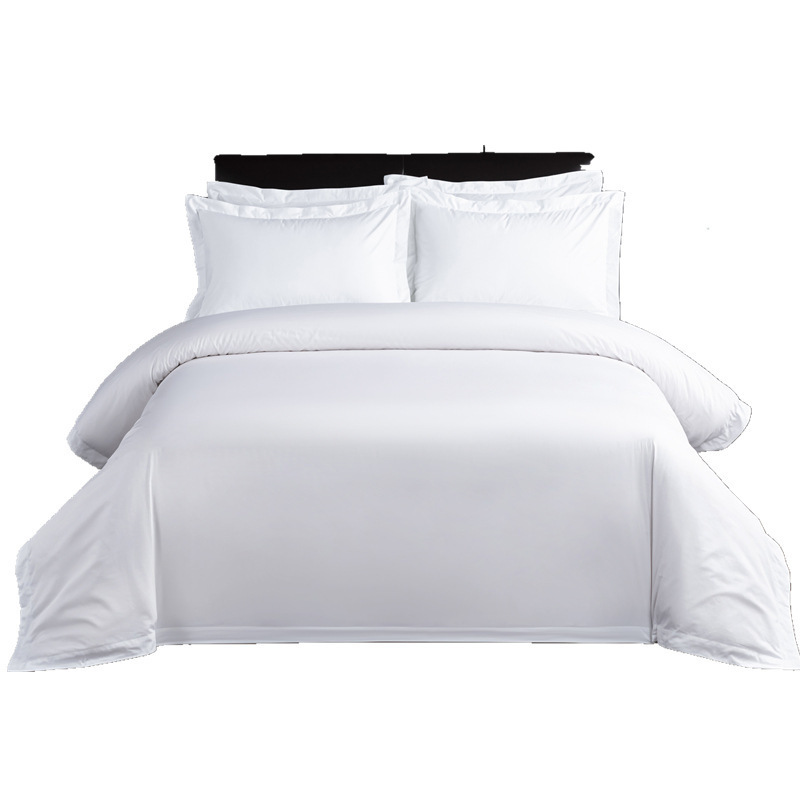 60S Hotel bedding 100%cotton wear resistant bleach soft white king sized bedding cotton  4-piece bed set