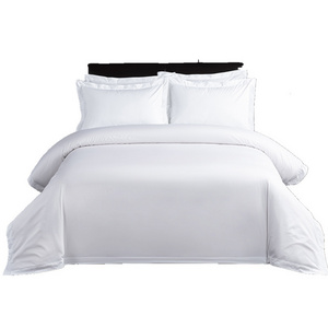 60S Hotel bedding 100%cotton wear resistant bleach soft white king sized bedding cotton  4-piece bed set