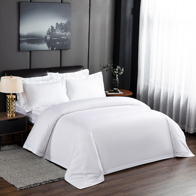 60S Hotel bedding 100%cotton wear resistant bleach soft white king sized bedding cotton  4-piece bed set