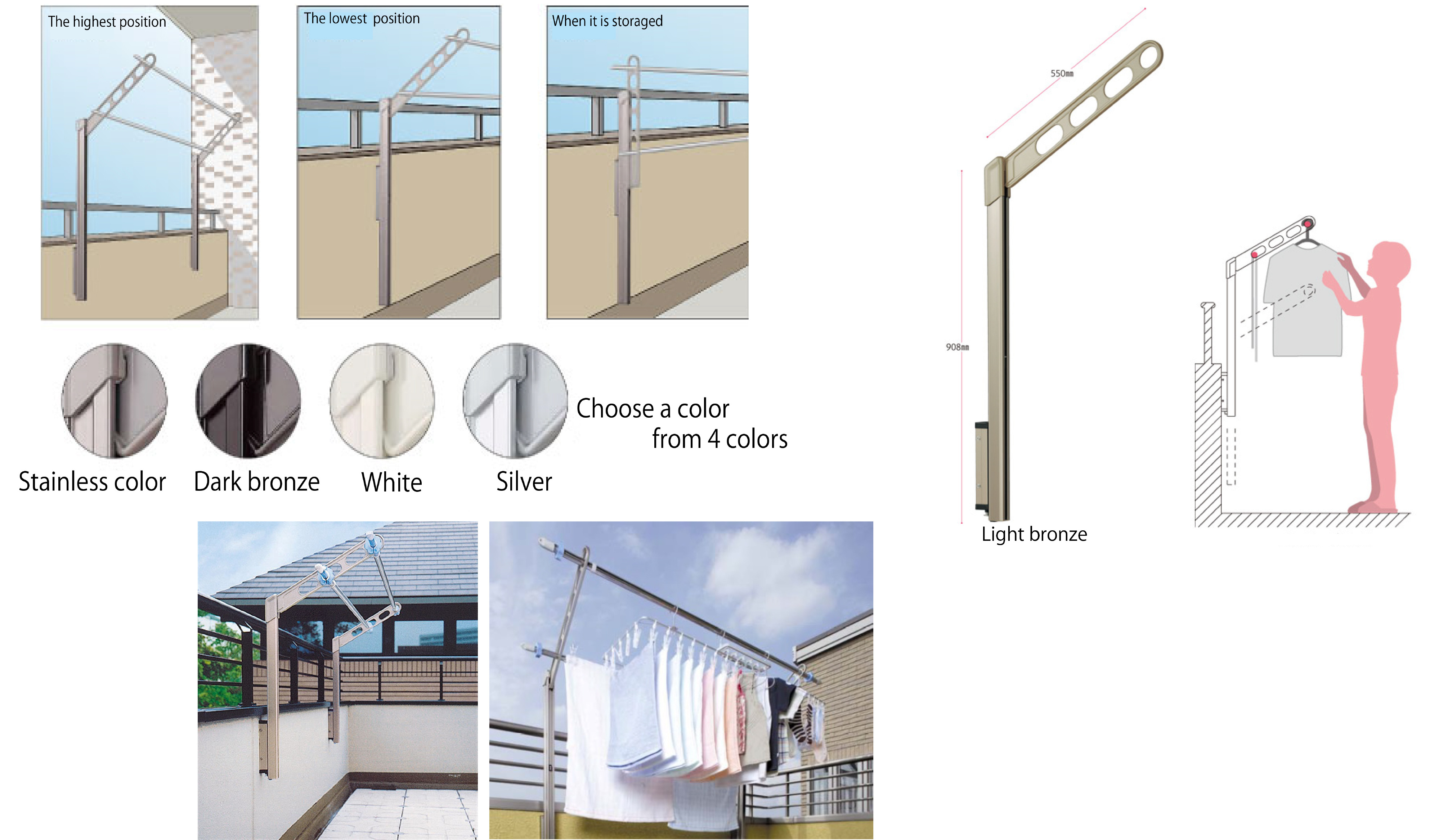 Clothes drying stands and rack wall mounted compact laundry rack foldable balcony veranda porch outdoor house hospital hotel