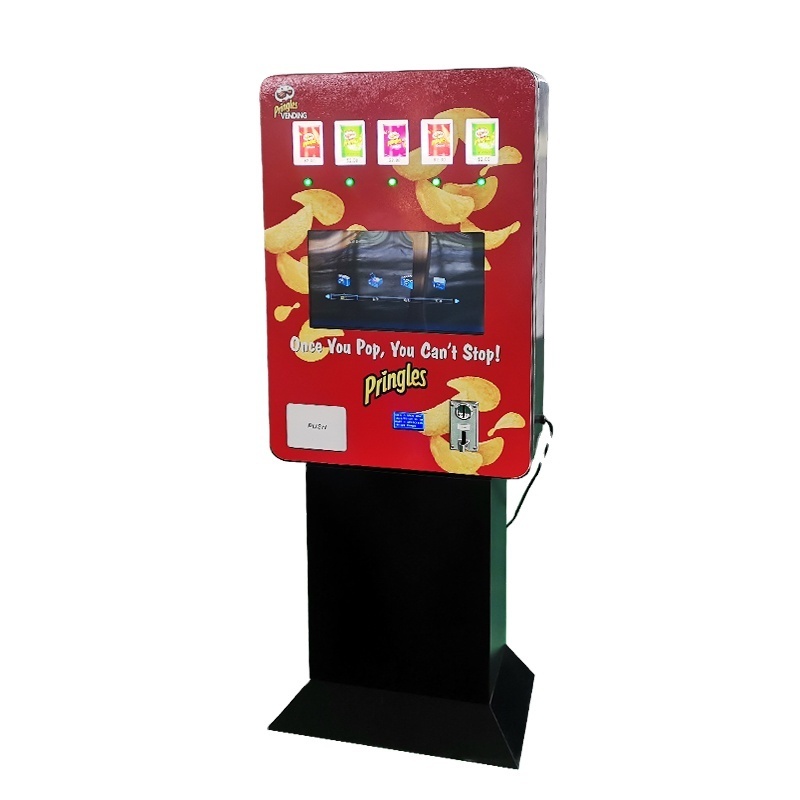 snack vending machine for vending pringles crisps peanuts and products in can packed