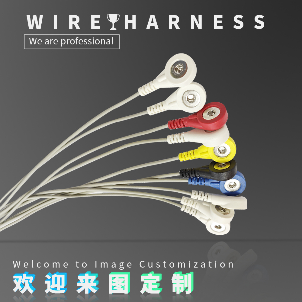 Customize ECG cables 4.0mm Electrode Snaps Medical Cable Assembly lead wires Electrode Snap ECG CABLE