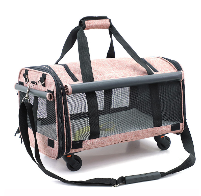 Pet Trolley Carrier With Wheels Airline Custom Carrying Bag Travel Products Small Cat Dog Puppies Pet Carrier Backpack