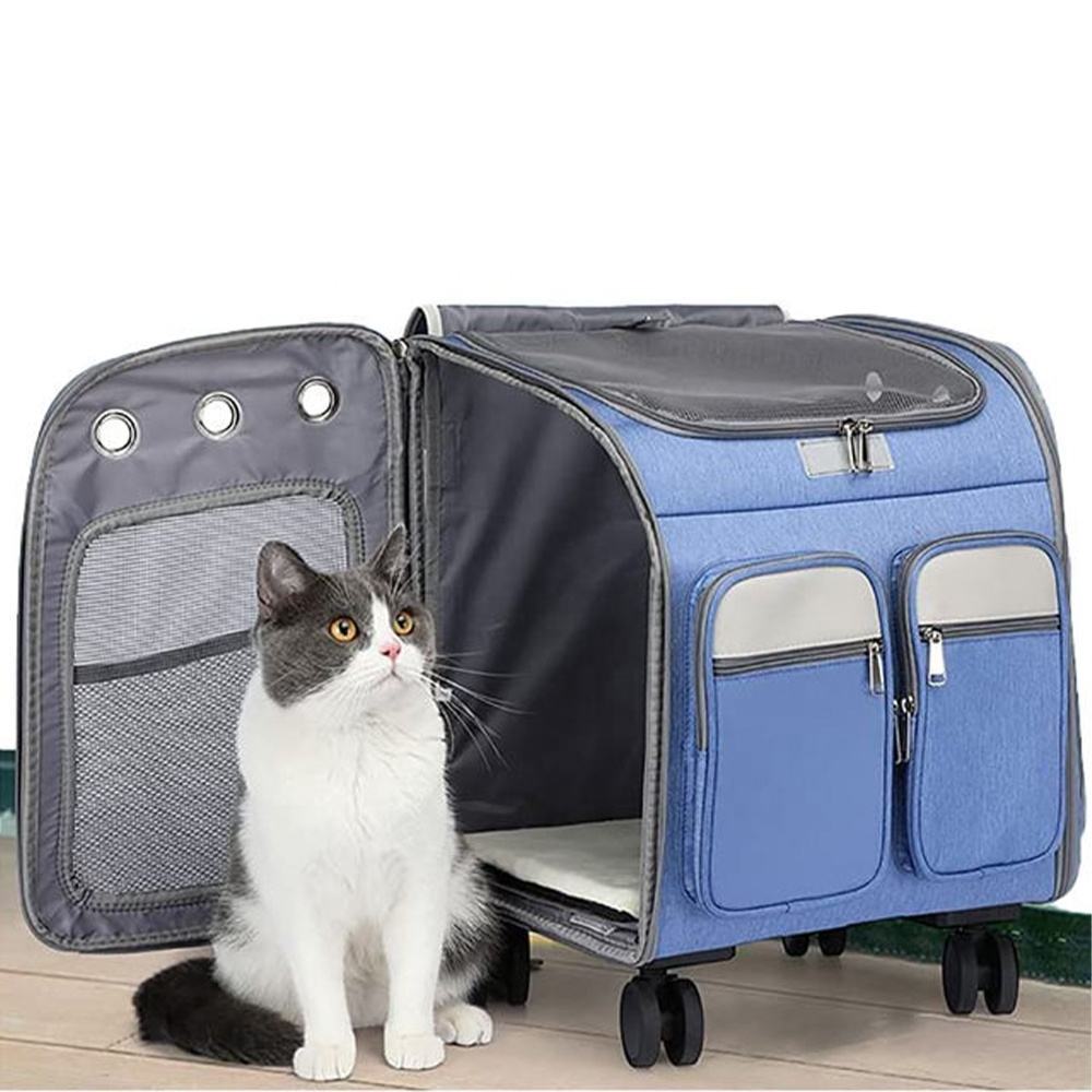 Airline Approved Large on Wheels Stroller Trolley Pet Rolling Pet Bag Dog Cat Carrier With Wheels Custom Logo