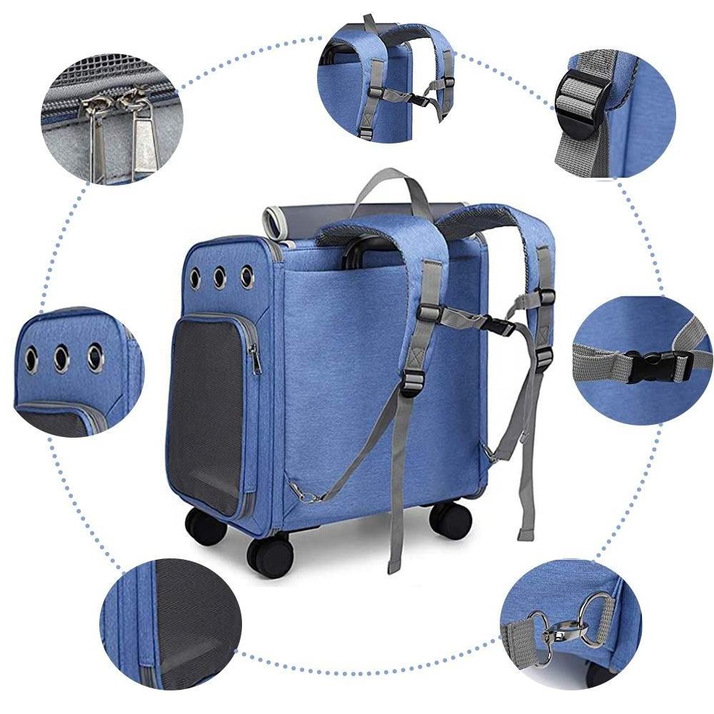 Airline Approved Large on Wheels Stroller Trolley Pet Rolling Pet Bag Dog Cat Carrier With Wheels Custom Logo