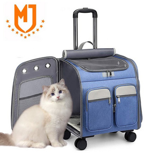 Airline Approved Large on Wheels Stroller Trolley Pet Rolling Pet Bag Dog Cat Carrier With Wheels Custom Logo