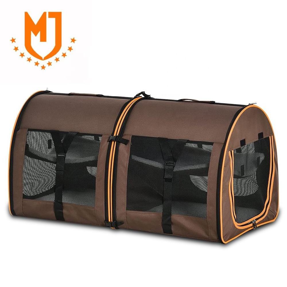 Portable Soft-Sided Cat Carrier with Divider Two Compartments Soft Cushions Storage Bag Large Kennel Pet Bag Pet Cage