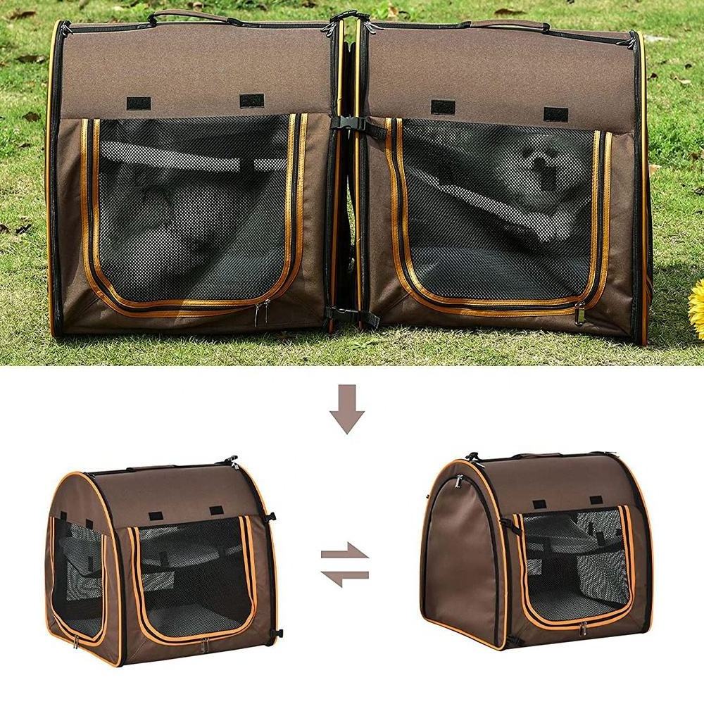 Portable Soft-Sided Cat Carrier with Divider Two Compartments Soft Cushions Storage Bag Large Kennel Pet Bag Pet Cage