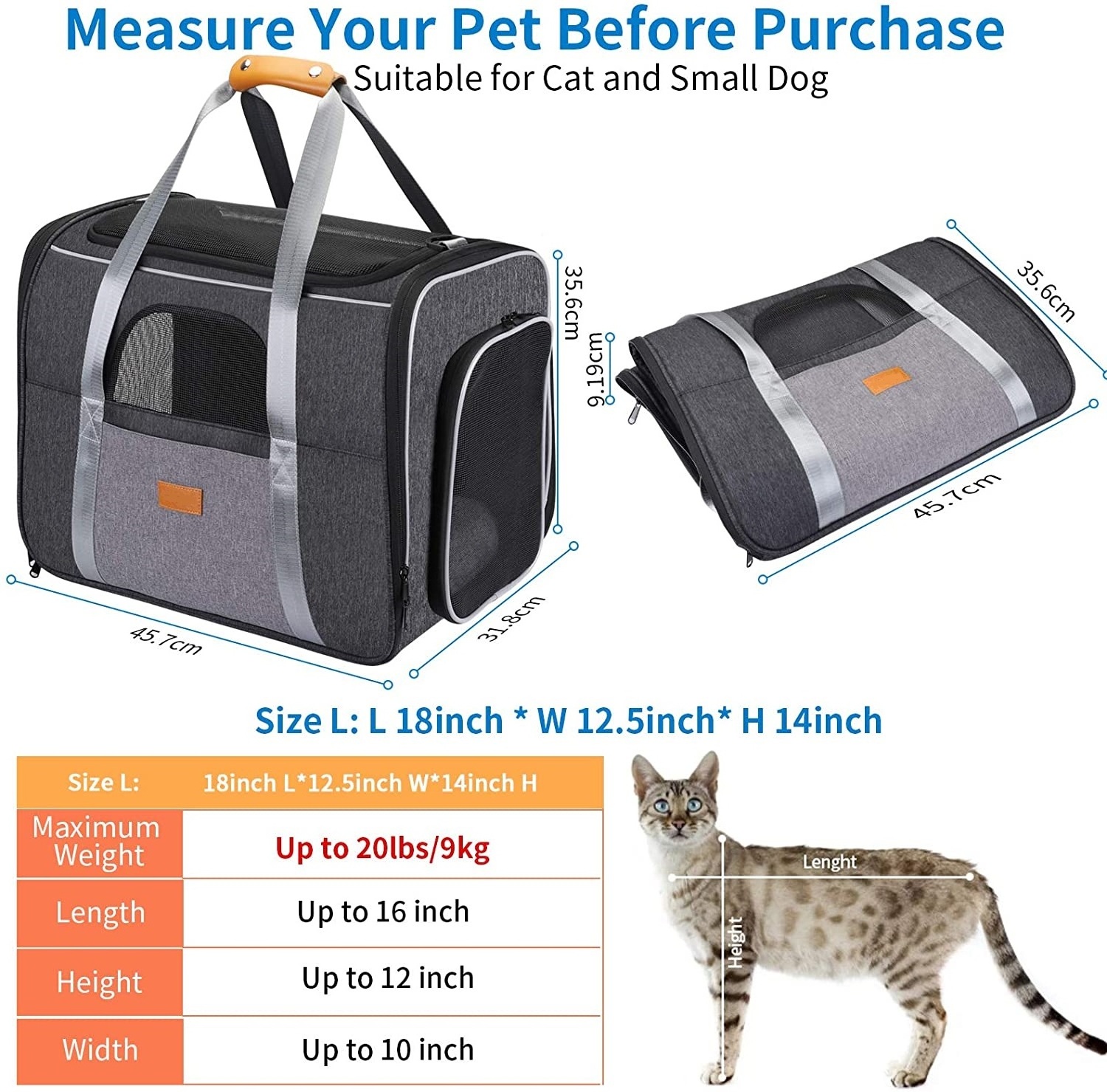 Foldable Portable Pet Bag Cat Bag Dog Carrier Bag Foldable Soft Sided Cat Transport Carrier