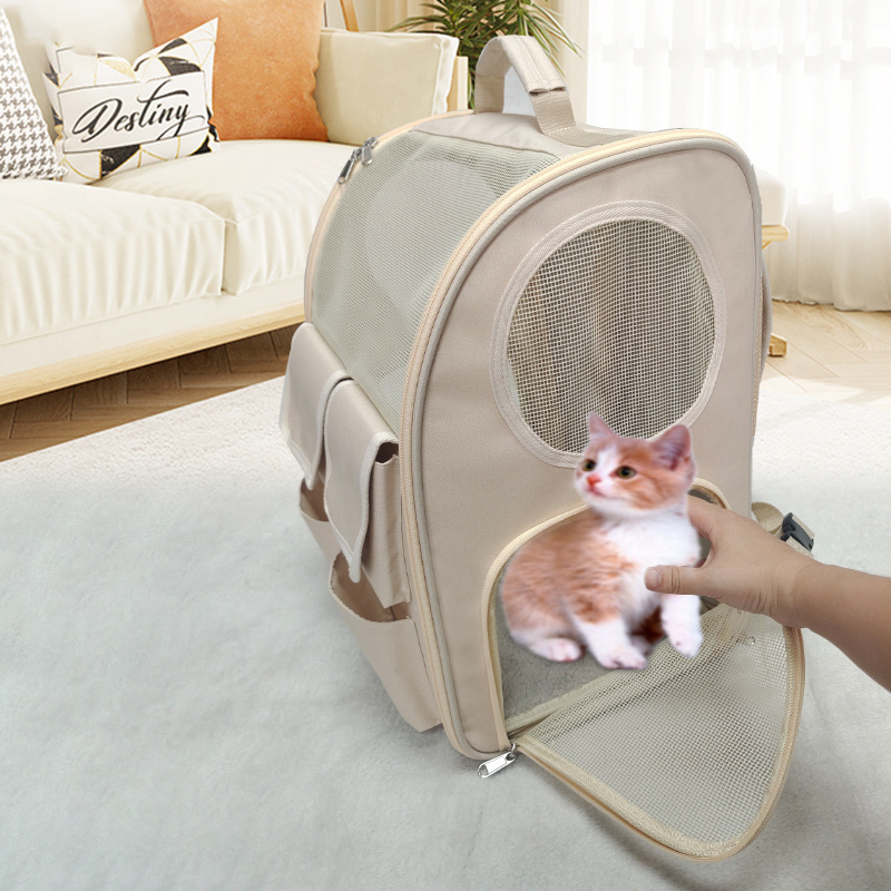 Pet Carriers Pet Pull Rod Bag Portable Transparent breathable mesh Double Shoulder Dog Cat travel Carrier Bag Trolley