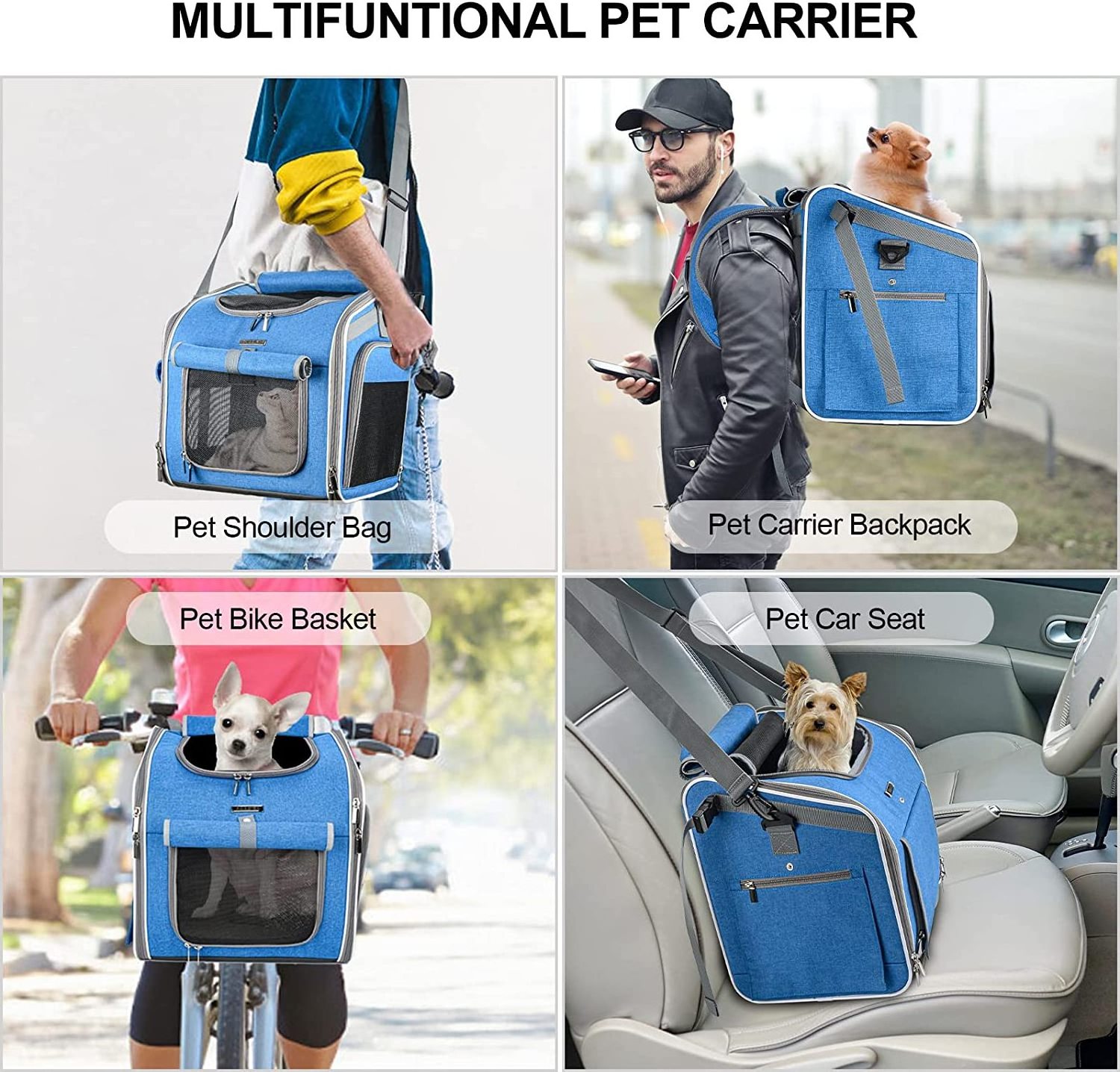 Custom Luxury Collapsible Carrying Supplies Bicycle Bag Travel Products Small Cat Puppies Pet Carrier Backpack Dog Bike Basket