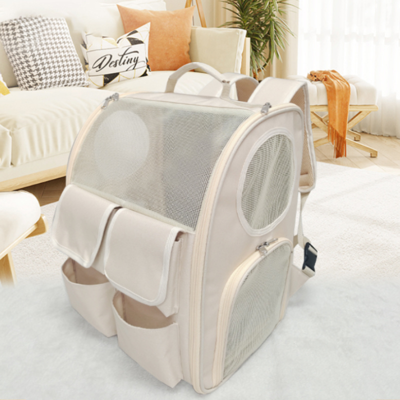 Pet Carriers Pet Pull Rod Bag Portable Transparent breathable mesh Double Shoulder Dog Cat travel Carrier Bag Trolley