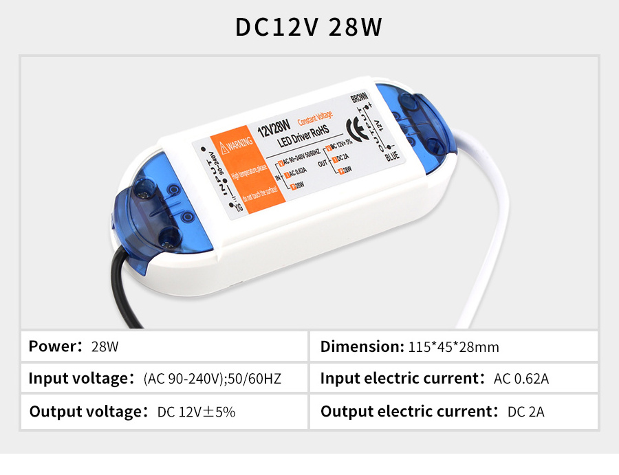 DC 12V Power Supply 18W 28W 36W 48W 72W 100W Lighting Transformers LED Driver High Quality Driver Led for LED Strip Power Supply