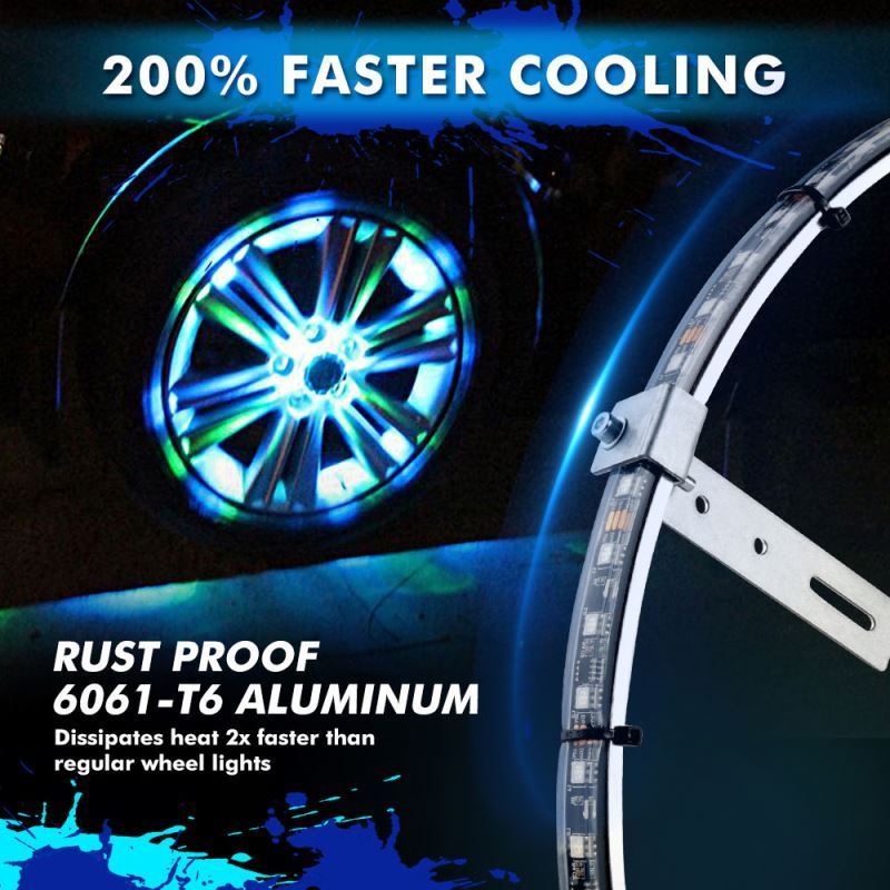 15.5 inch  Double Row Dream Chasing Color Led Wheel Ring Lights Dancing Flow IP68 Waterproof Strobe Rim Lights Car Tire